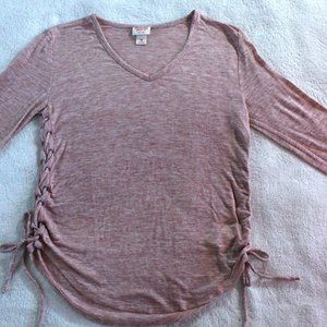 MOSSIMO Latticed Pink V-Neck Shirt